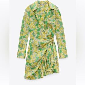 Zara Patterned Wrap Shirt Dress